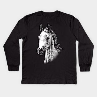 Arabian Horse Animal Portrait Kids Long Sleeve T-Shirt